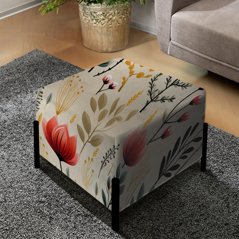 Artistic Essence Floral Pattern IX - Floral Square Ottoman