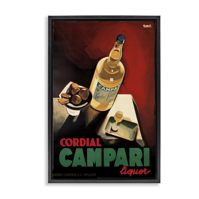 Cadre flottant rétro Campari Wine, design par Marcus Jules, Cadre flottant noir de jais, H 25 po x l 17 po
