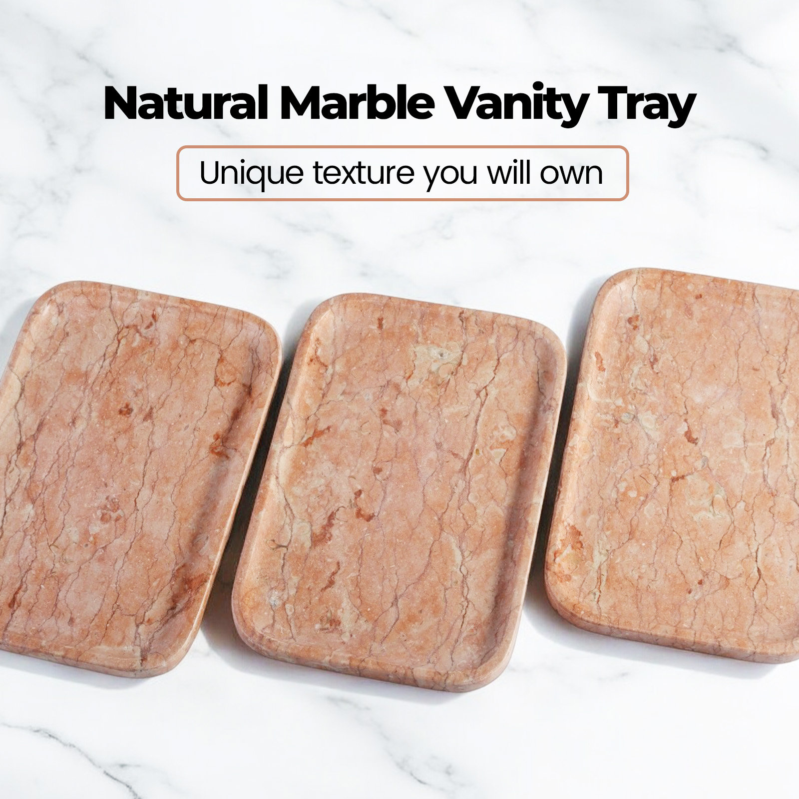 Guein Rectangle Natural Marble Tray, Spring Rose