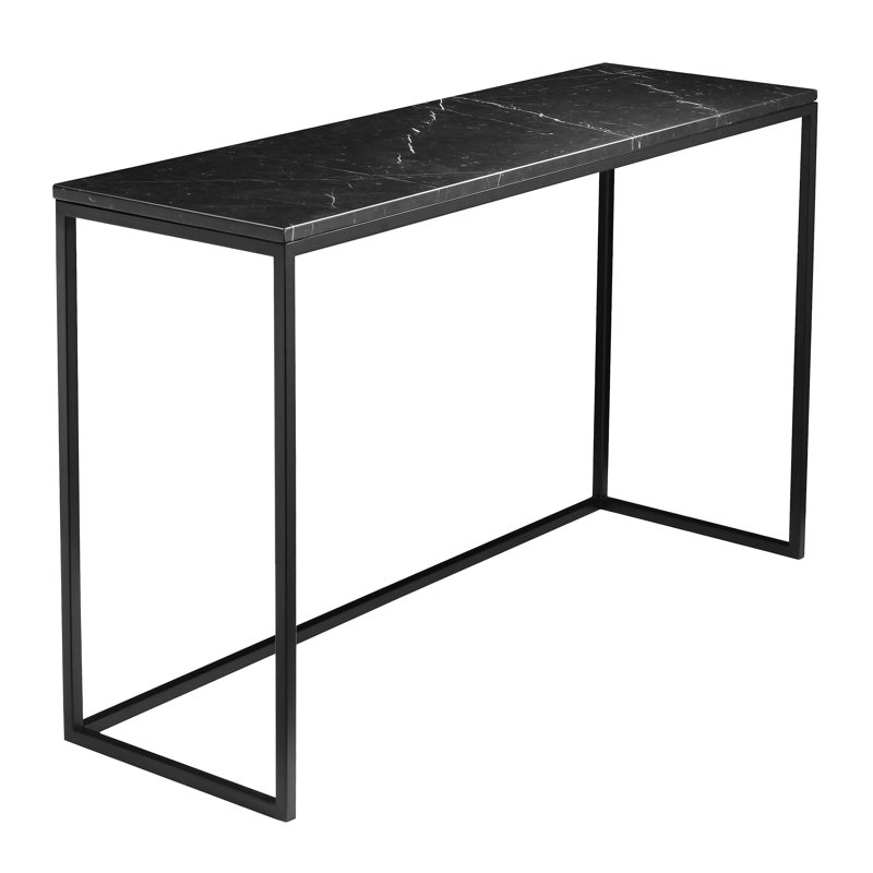 Onix 48'' Marble Top Console Table, Black Marble