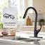 Robinet de cuisine 3 fonctions avec douchette extractible, poignée simple, noir mat-129868592