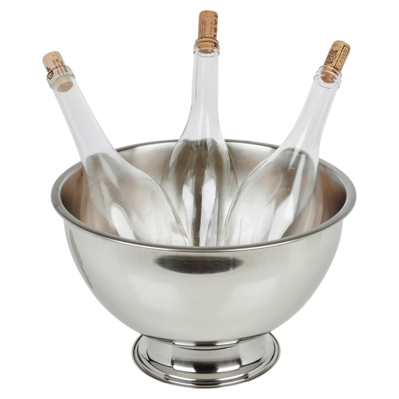 URBNLIVING 30cm Large Silver Metal Champagne Bowl Beverage Cooler Ice Bucket Beverage Tub