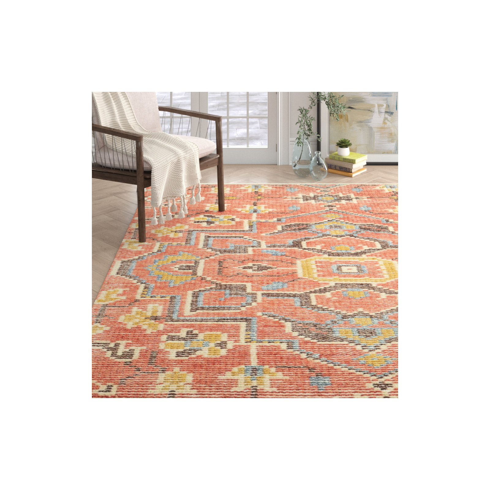 Reese Handmade Wool Red Rug, Rectangle 9' x 12'