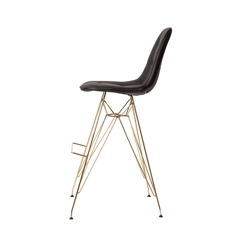 Sulligent Upholstered Counter Stool with Metal Frame, Black