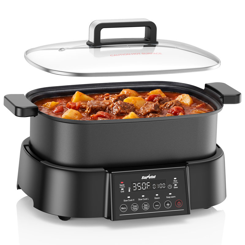 8-in-1 6.5 Qt Multi Cooker with Food Steamer