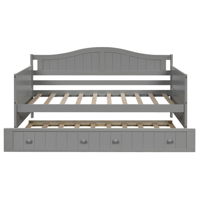 Lit de jour simple en bois avec couchette multifonctionnelle peu encombrante, gris