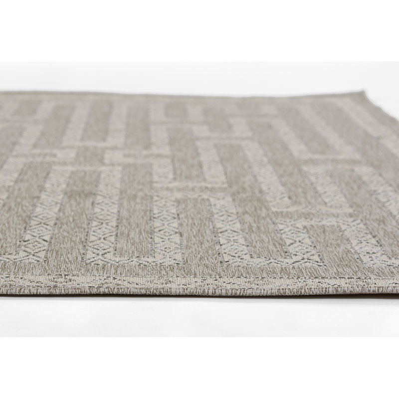 Tapis intérieur / extérieur gris / beige Pavia, Rectangle 3 pi 3 po x 5 pi
