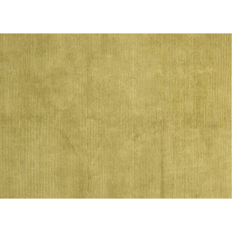 Hand Knotted Area Rug in Olive Green, Runner 2'6" x 12', Gold