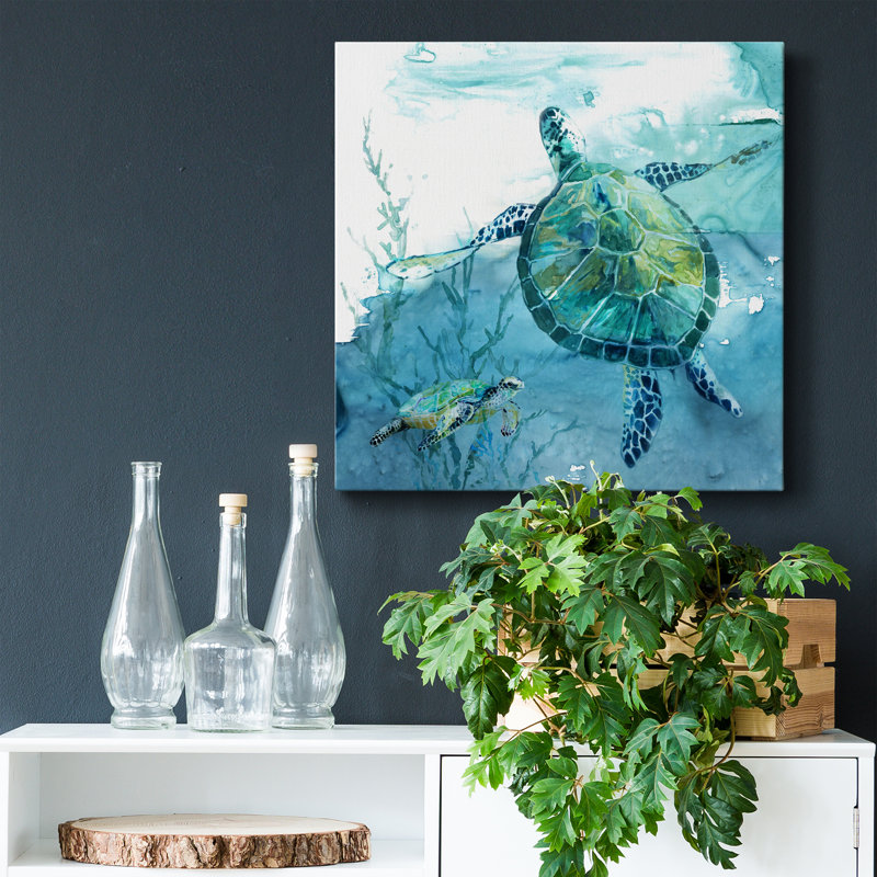 Tortue de mer Delray II - Toile tendue avec châssis de qualité supérieure, prête à être accrochée