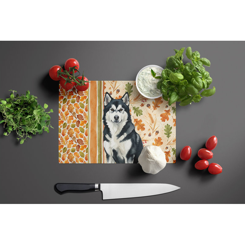 Planche à découper en verre noir et blanc Malamute Heirloom