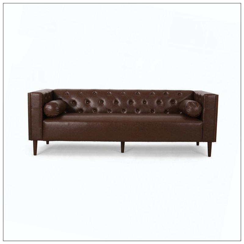 Canapé 3 places pratique avec des coussins confortables et une structure robuste, Marron foncé