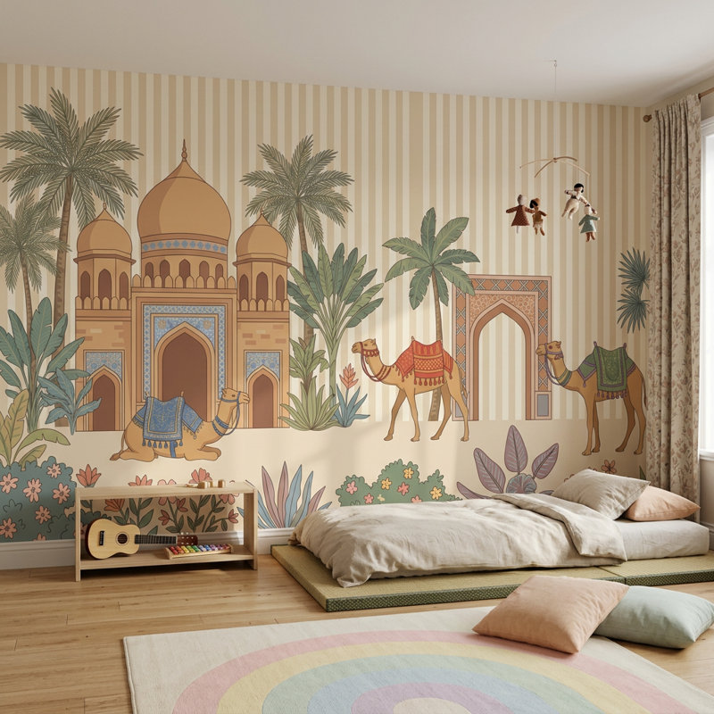 Murale arquée Desert Palace, 120 po x 96 po, Peler et coller