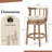 Height Swivel Stool with Back, Top-Grain Leather Upholstery, Solid Wood Legs-1054112356-1067613519