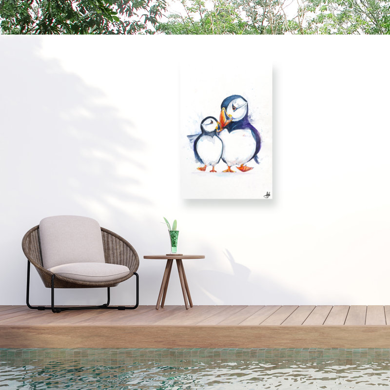Toile d'extérieur Marc Allante P. Parading Puffins, H 12 po x l 19 po