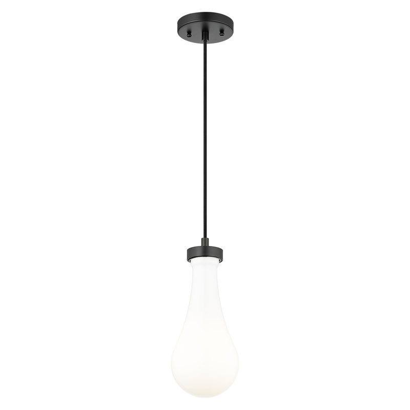 Luminaire suspendu à 1 lumière Owego, Noir mat, Blanc brillant, H 12,13 po x l 5,13 po x P 5,13 po