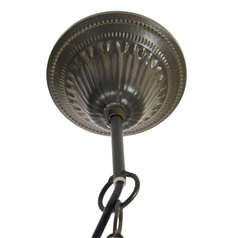 Minimalist Wood and Metal Chandelier, Bronze/Weathered Gray