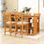 Ensemble de salle à manger 5 pièces Devra, table en bois à hauteur de comptoir avec rangement à 3 niveaux et chaises rembourrées-1387510251-1387510252