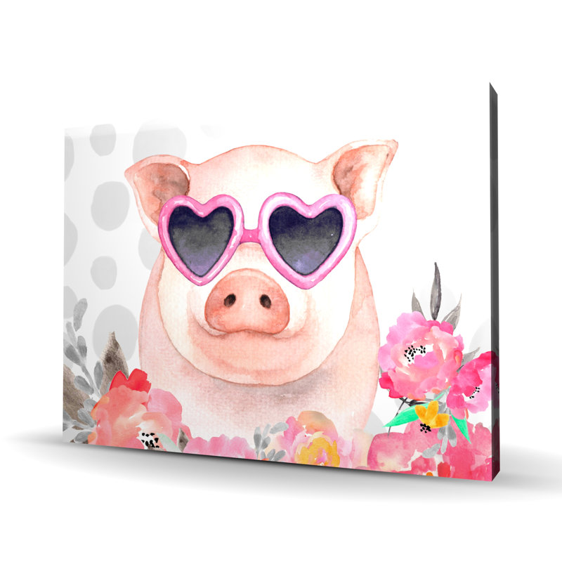 Petit cochon amoureux - animaux de la ferme, art sur toile