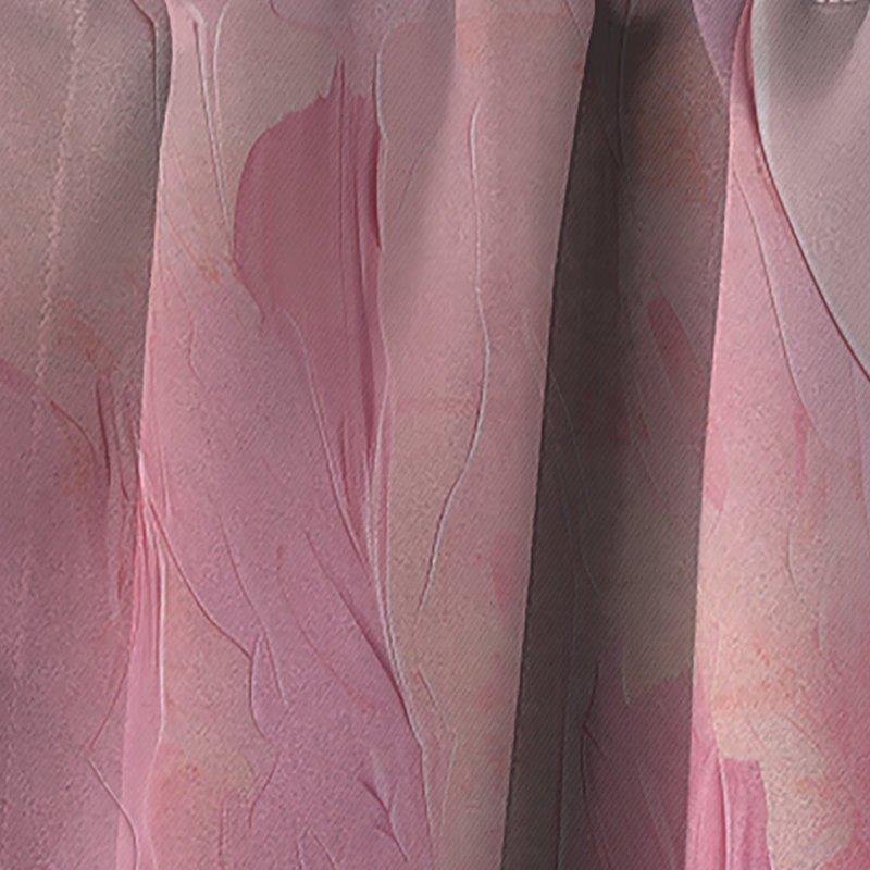 Rideau floral occultant doré et rose à motif abstrait rivière - fuchsia, L 52 po x L 108 po