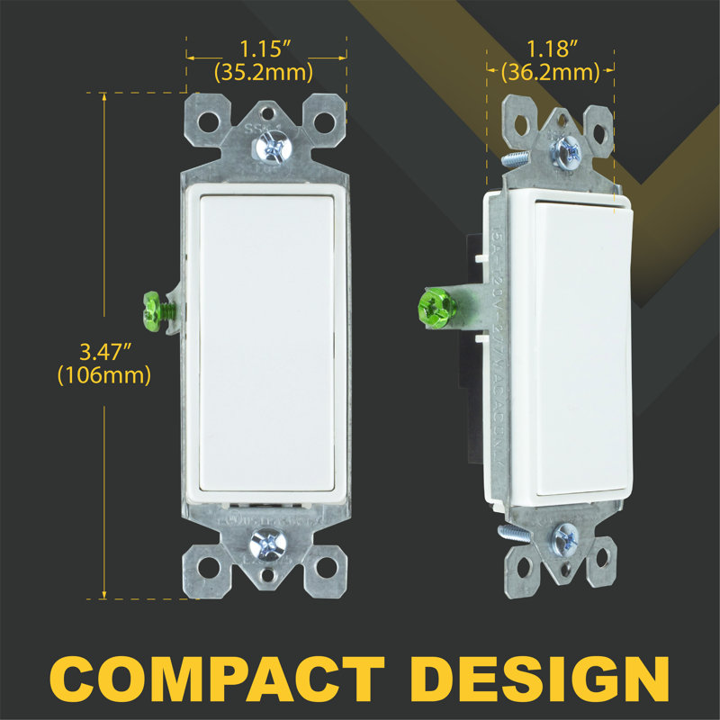 15 Tamper Resistant 3-Way Rocker Light Switch, White