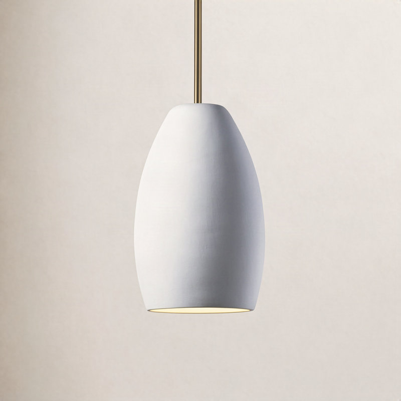 Luminaire suspendu cylindrique à 1 lumière Marieke, Bisque, Laiton antique