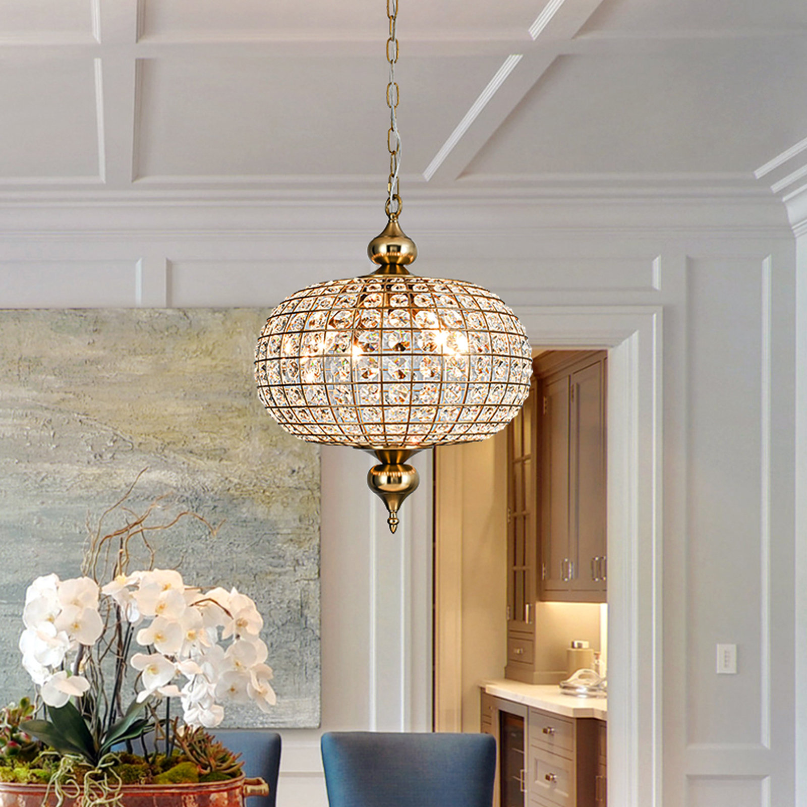 House of Hampton® 4-light Antique Brass Crystal Globe House of Hampton® 4-light Antique Brass Crystal Globe