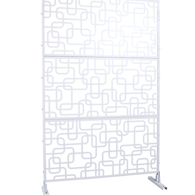 Écrans d'intimité en métal 48 po x 76 po, blanc - pour terrasse, patio, écran Elegance 76 po x 48 po, pelouse, jardin, extérieur