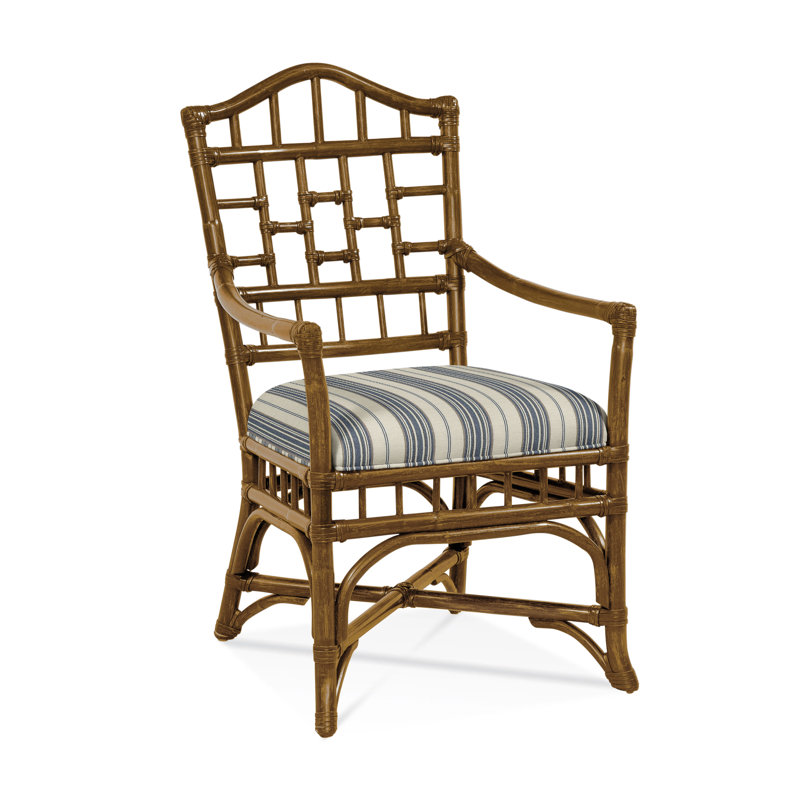Chippendale Upholstered Arm Chair, Havana, Cobalt Blue Stripe; 0204-64