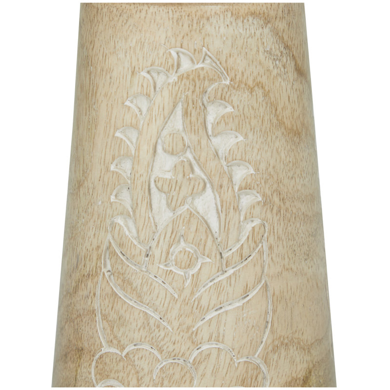 10.10'' H Wood Tabletop Candlestick, Cream