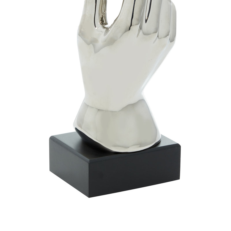 Polystone Hands Decorative Silver Sculpture