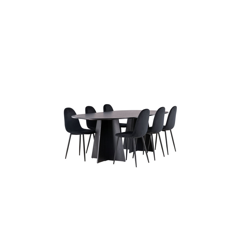 Moskell 6 - Person Dining Set, Black, Black