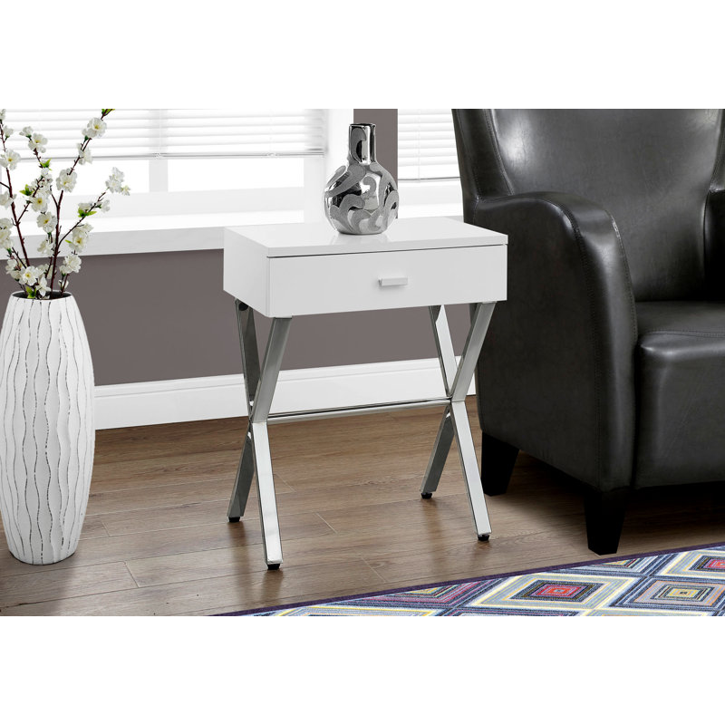 Table d'appoint, table d'appoint, table de bout, table de chevet, lampe, tiroir de rangement, Blanc