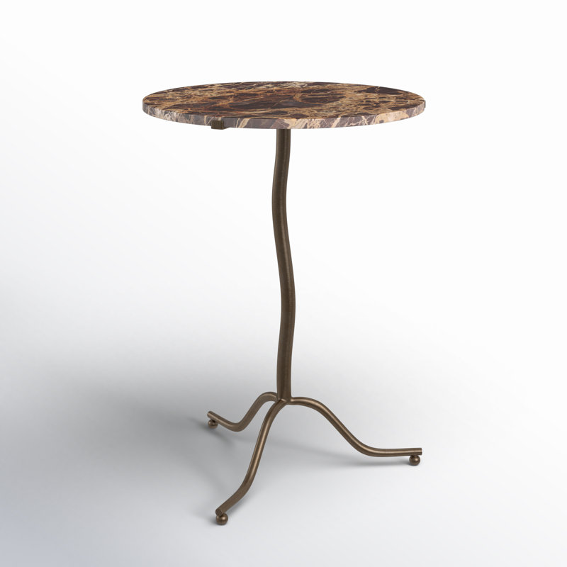 SOPHIE Marble End Table, Brown Top/Brown Base