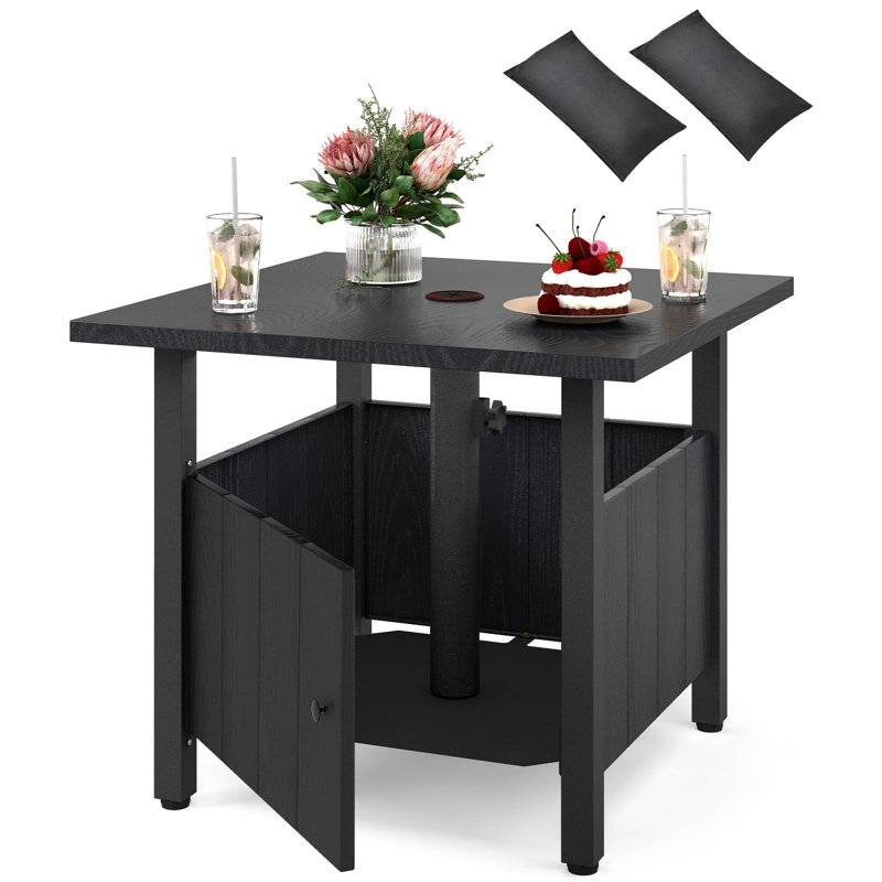  Table d'appoint d'extérieur avec base de parasol pour trou de patio de 1,89 po, 1