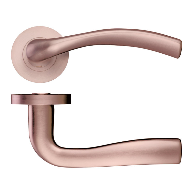 Siena Latch Door Handle, Tuscan Rose Gold