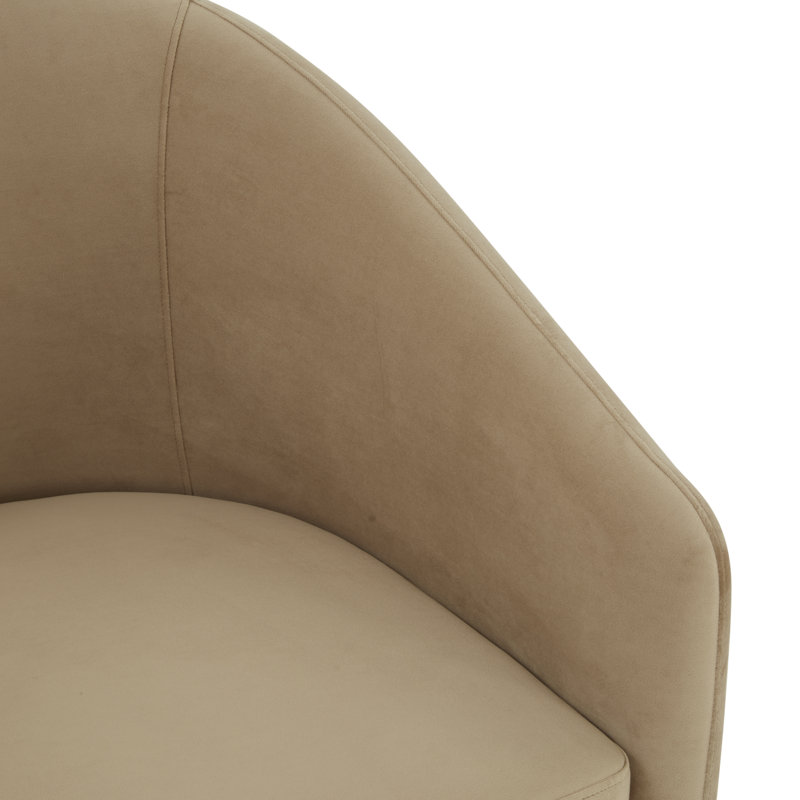 Mia Upholstered Wide Barrel Chair, Light Brown Velvet