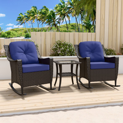 Ensemble de conversation avec chaise berçante pour 2 personnes et table d'appoint