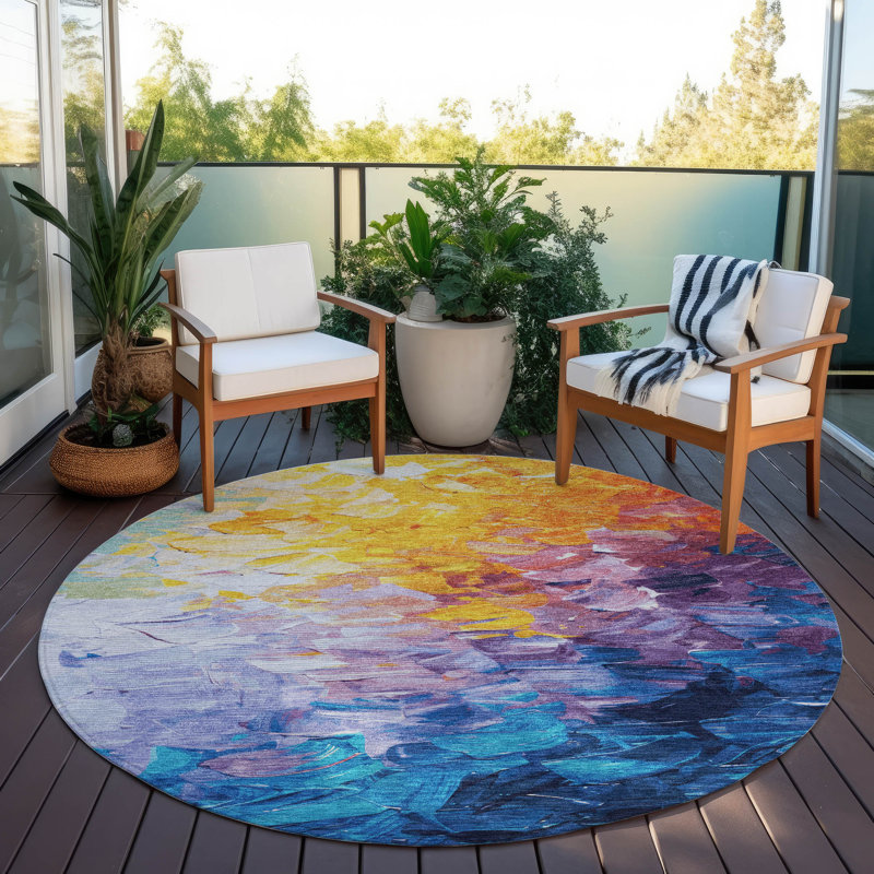 Braearis Gold Washable Indoor-Outdoor Rug - , 8' x 8'