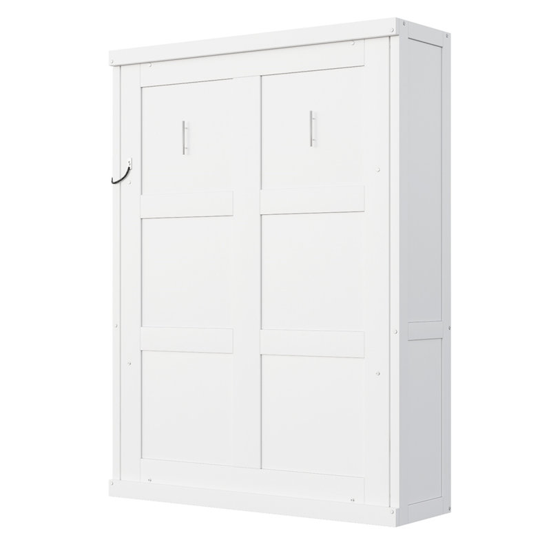 Lit escamotable avec structure en bois et support à lattes Murphy, Lit simple, White