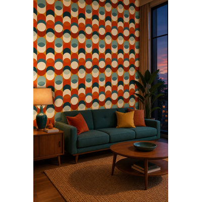 Mid Century Modern Wallpaper Retro Removable Geometric Wall Double Roll
