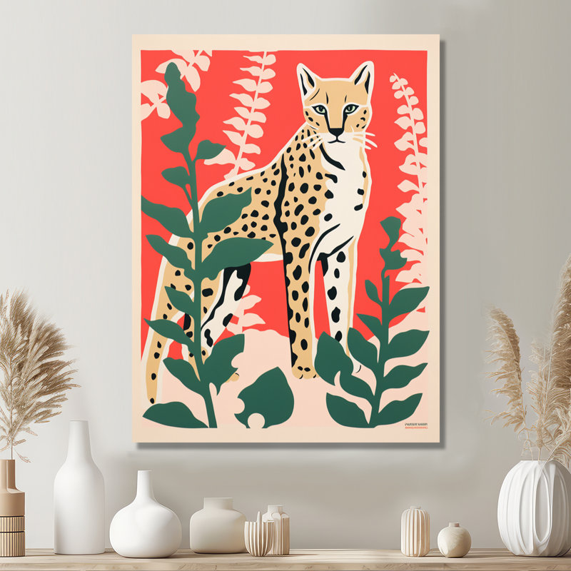 Tigre tapi dans la forêt, Illustration rétro - tigre, art mural, Toile tendue, H 32 po x l 16 po x P 1 po