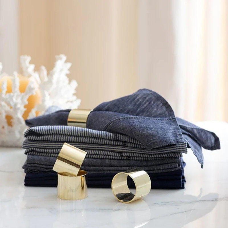 Blisse Linen Square Napkin, Dark Denim Blue