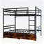 Lit superposé simple au dessus d'un lit simple, structure en métal avec échelle, conception peu encombrante, aucun sommier requis, noir