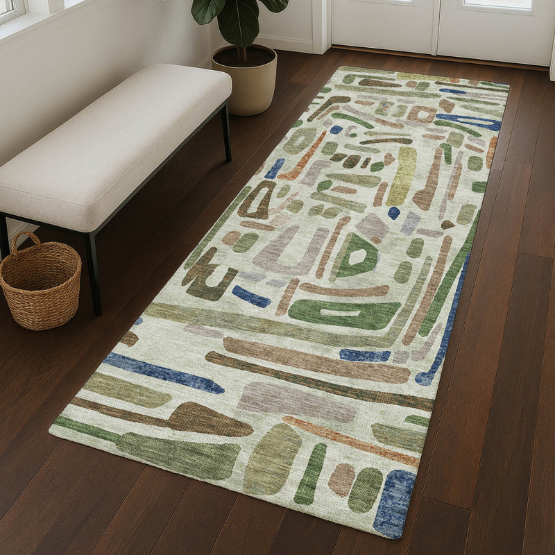 Machine Washable Indoor/Outdoor Chantille ACN2432 Casual Rug, 2'3" x 7'6" Runner, Aloe