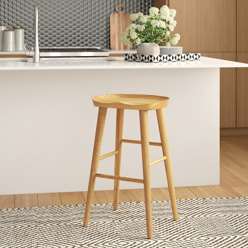 Tabouret de bar et de comptoir Anzie, Tabouret de comptoir (siège d'une hauteur de 25,8, Naturel