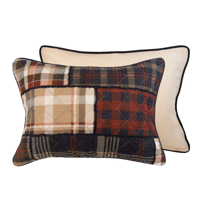 Donna Sharp LJ Plaid 2PC Ragged Pieced Cotton Twin Quilt Set, Twin Quilt + 1 Standard Sham