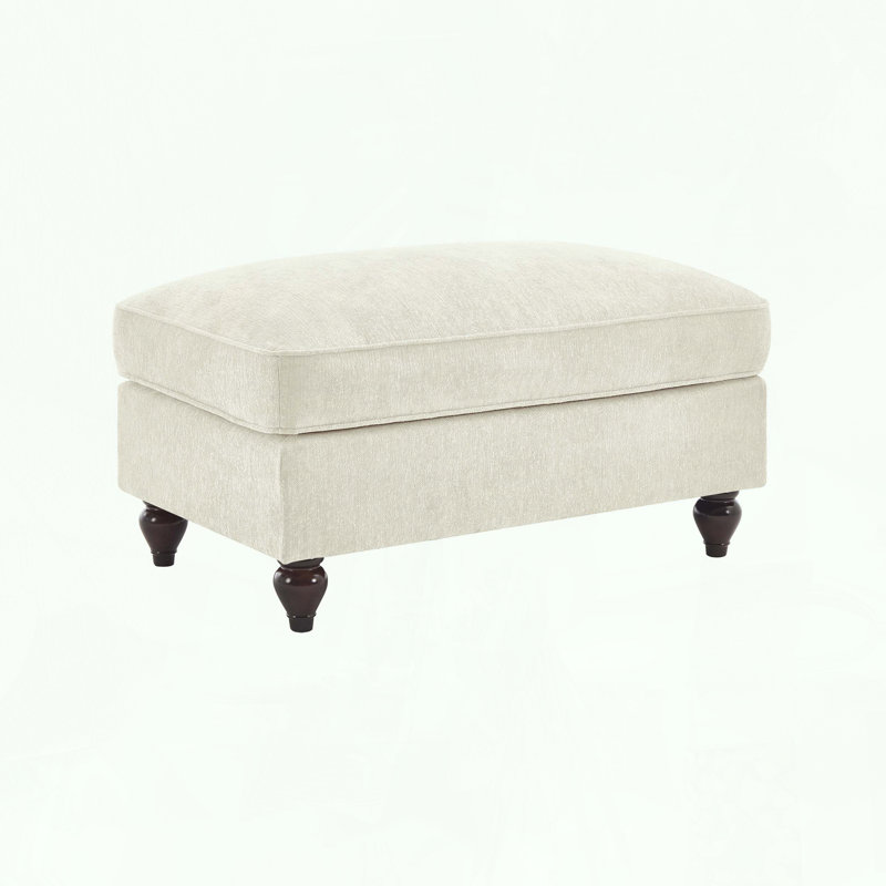 2-in-1 Ottoman with Detachable Ruffled Skirt, Beige/White