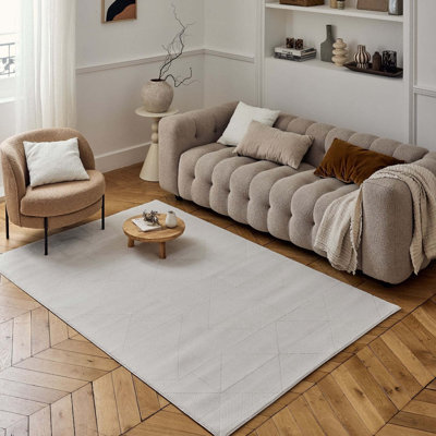 Carmel Modern Geometric Patterned Cream Area Rug