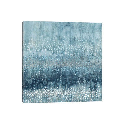Rain Abstract III Blue Silver by Danhui Nai - Wrapped Canvas Print