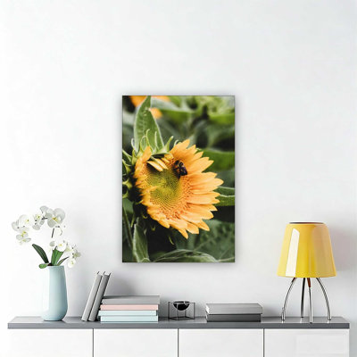 «Yellow Fields Bohemian Colorful - Face to tournesols», art mural en toile, 12 X 18 po